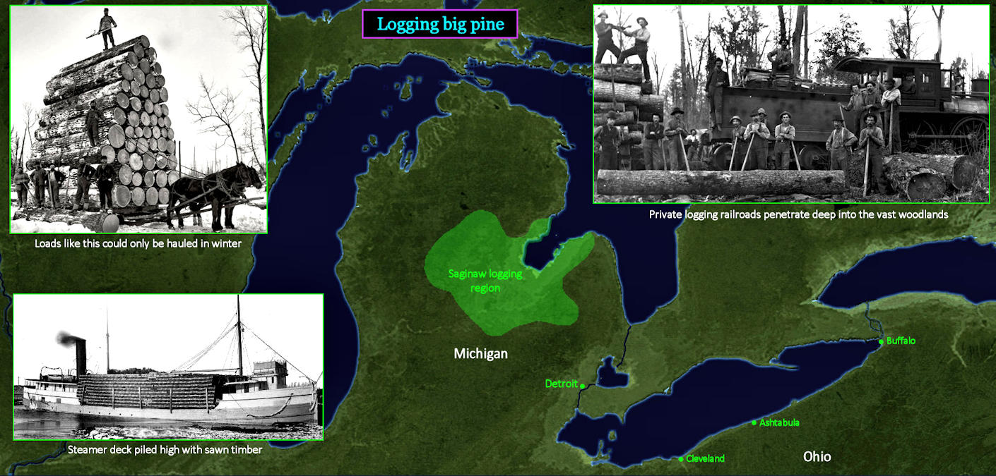 Michigan lumber, 1890 map